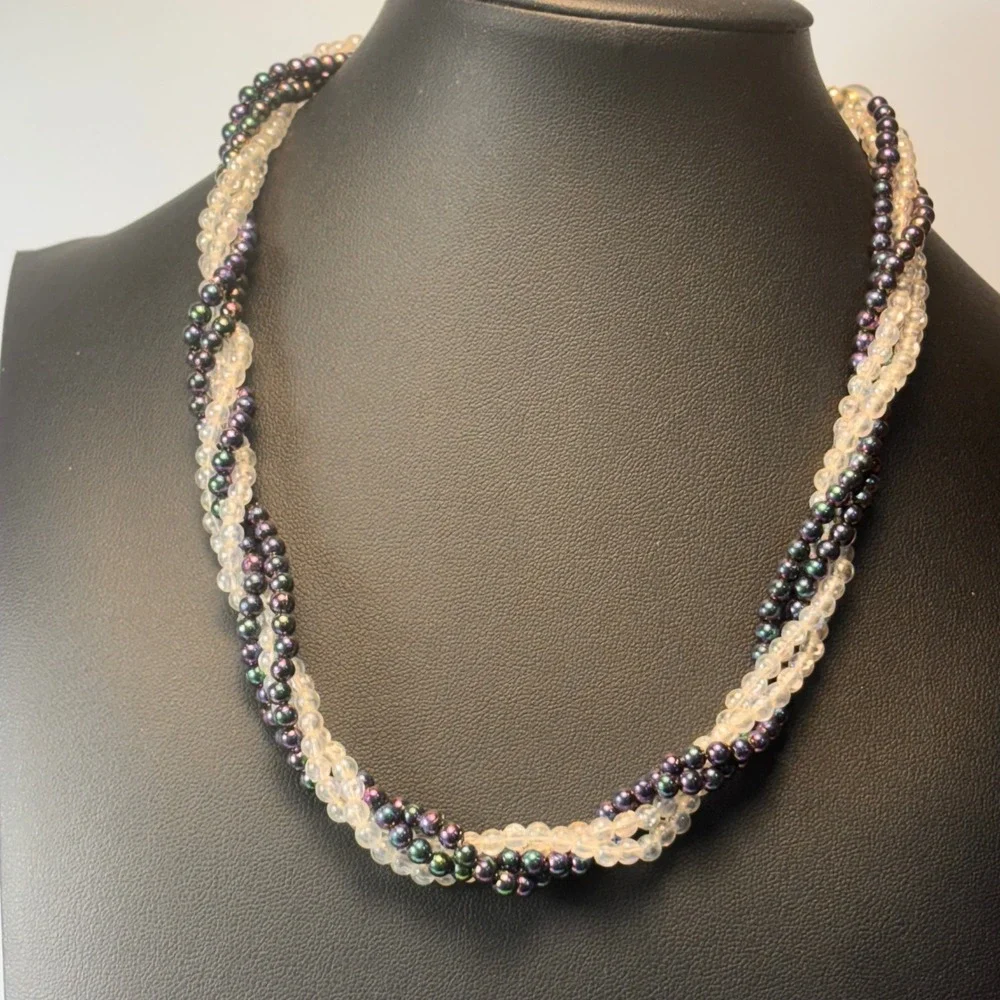 Disney Frozen Elsa Necklace Set Silver Purple Glass Bead Twisted Kidcore Boho